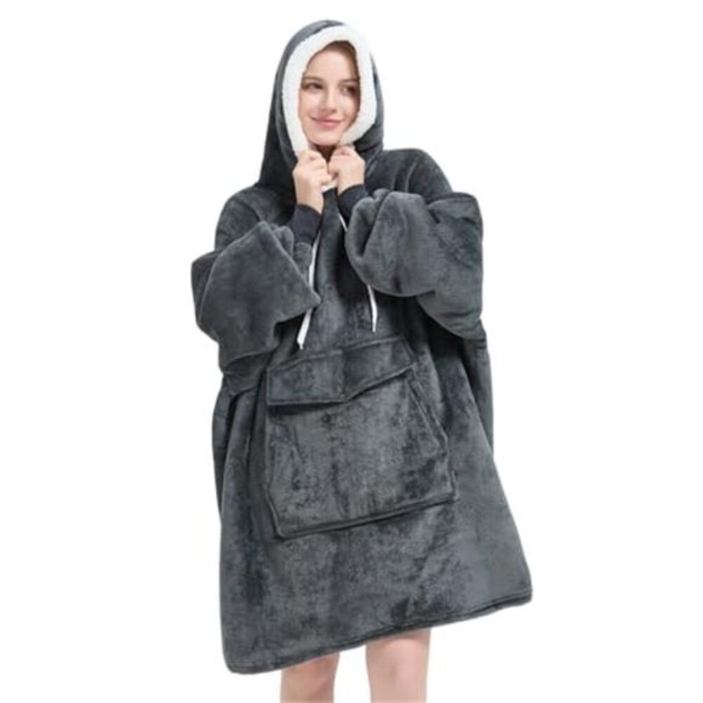 Womens Wearable Blanket Hoodie Oversized Sherpa Pullover Comfy Sweatshirt